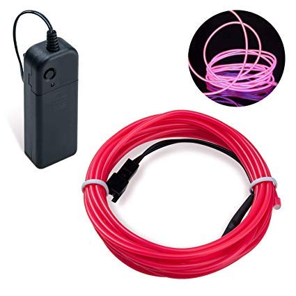 COVVY Wasserdicht Flexibel 3M 9 FT Neon Beleuchtung Lichtschlauch Leuchtschnur EL Kabel Wire mit 3 Modis für Disco Party Kinder Halloween Kostüm Kleidung Weihnachtsfeiern (Rosa, 5M) von COVVY