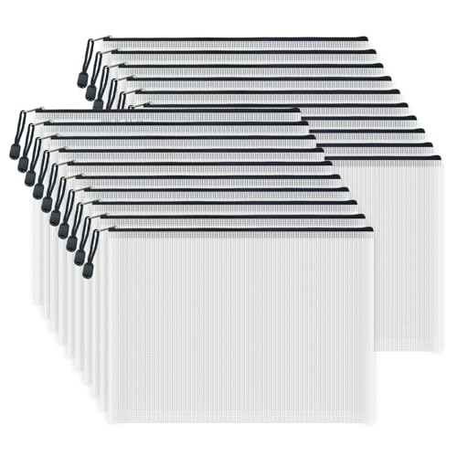 COWOKR-UP 20 Stück Dokumententasche A4 mit Reißverschluss, mesh reisverschlusstaschen document wallet A4 Zipper Beutel Tasche for Büros Schule Reise von COWORK-UP