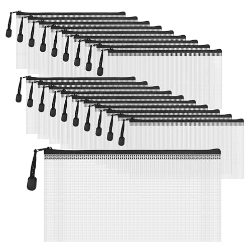COWORK-UP 20 Stück Kleine Tasche mit Reissverschluss, 240x120 mm Stifteetui Reißverschlusstasche Dokumententasche Kunststoff Zip Beutel für Quittung, Arzneimittel, Schreibwaren und Allerlei Kleinkram von COWORK-UP