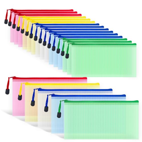 COWORK-UP 20 Stück Kleine Tasche mit Reissverschluss, 240x120 mm Stifteetui Reißverschlusstasche Dokumententasche Kunststoff Zip Beutel für Quittung, Arzneimittel, Schreibwaren und Allerlei Kleinkram von COWORK-UP