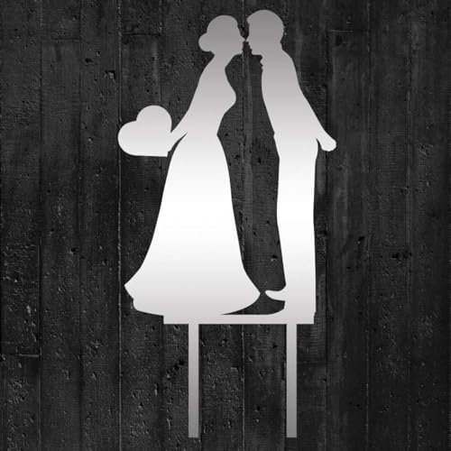 Cake Company Acryl Cake Topper "Brautpaar küssend mit Herz" | Hochzeit Tortendekoration für besondere Momente I Tortenfigur aus hochwertigem Acryl spiegelnd von Cake Company