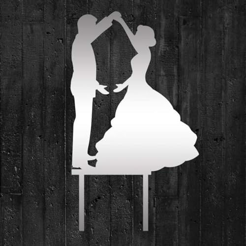 Cake Company Acryl Cake Topper "Brautpaar tanzend" | Hochzeit Tortendekoration für besondere Momente I Tortenfigur aus hochwertigem Acryl spiegelnd | 15 x 11 cm, Stärke 3 mm von Cake Company