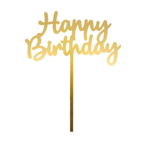 Cake Topper „Happy Birthday“ | Gold glänzend | Tortendeko Geburtstag | Tortenstecker | 17,2x9,8cm Kuchenaufstecker | lebensmittelechtes Acryl | COXIMUS von COXIMUS "backen und mehr"