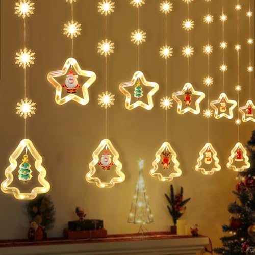 COYBTO Weihnachtsbeleuchtung Fenster, Weihnachtsbeleuchtung Innen mit Fernbedienung, Weihnachtsdekoration Lichter für Zuhause, Fenster, Wand, Hochzeit, Party, Feiertagsdekoration von COYBTO
