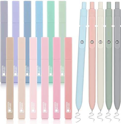 COZCLAM 17 Textmarker Pastell Set, 12 Stifte Aesthetic Bible Highlighter und 5 Schwarze Fineliner-Stiften, Pastell Textmarker Bibel Zubehör für Journal, Bibel, Büro, Schulbedarf von COZCLAM
