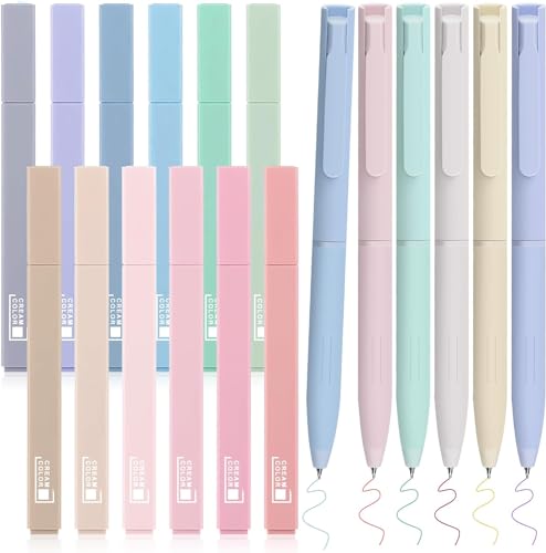 COZCLAM 18 Textmarker Pastell Set, 12 Stifte Aesthetic Bible Highlighter und 6 Fineliner-Stiften, Pastell Textmarker Bibel Zubehör für Journal, Bibel, Büro, Schulbedarf von COZCLAM