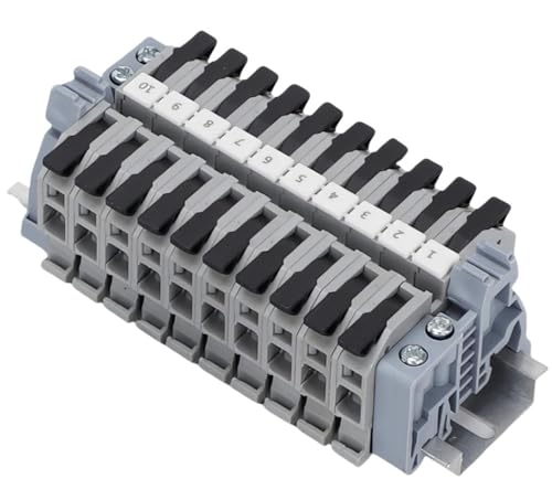 COZERI 10 Stk Durchgangsklemmen, Hutschienen Klemmen Reihenklemmen, für 0,5-2,5mm² Kabel,Klemmblock Hutschiene für Elektroinstallation, Heimwerkerprojekte und schnelle Verdrahtung(Schwarz) von COZERI