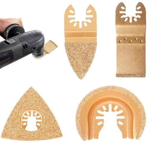COZERI 4 Stück Multitool Werkzeug Sägeblätter Hartmetall Zubehör Für Fliesen Fugenmörtel Beton Mauerwerk Oszillierende Klingen Für Multifunktionswerkzeuge Ideal Zum Schneiden von COZERI