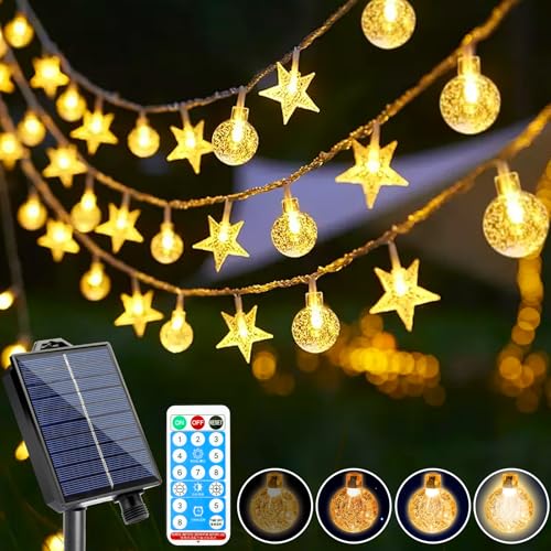 COZII Solar Lichterkette Aussen, 18M 100 LED Lichterkette Außen Solar, 8 Modi & Speicherfunktion, Dimmbar & Timer, IP65 Solar Lichterkette Outdoor für Garten, Balkon, Hochzeit, Weihnachten, Warmweiß von COZII