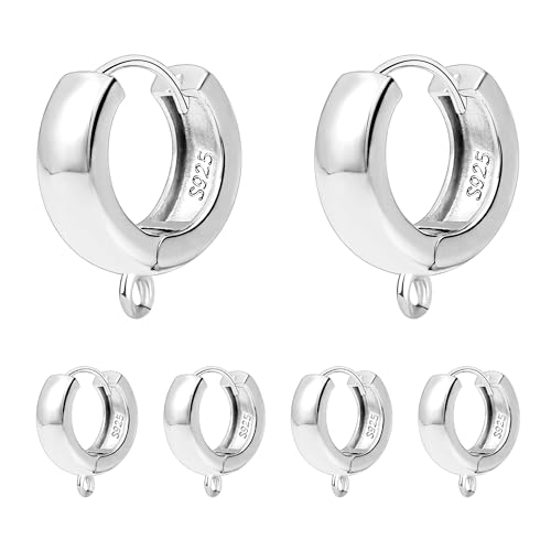 Ohrhaken aus 925er-Sterlingsilber, rund, hypoallergen, Sterlingsilber, baumelnde Ohrringe, Klappbügel, 14 x 5 mm breit, dick, mit Schlaufe, Schmuckherstellung, 6 Stück Ohrhaken aus 925er-Sterlingsilber, rund, hypoallergen, Sterlingsilber, baumelnde Ohrringe, Klappbügel, 14 x 5 mm breit, dick, mit Schlaufe, Schmuckherstellung, 6 Stück von COZLANE