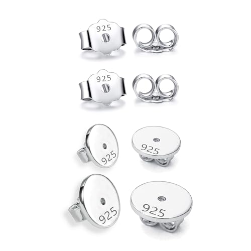 Ohrring-Verschlüsse aus 925er-Sterlingsilber, Ersatz für Ohrstecker, sichere Ohrring-Verschlüsse für Pfosten, hypoallergen, Schmetterlingsverschluss, 5 mm, große flache Ohrring-Stopper, 6/8 mm, 4 Paar Ohrring-Verschlüsse aus 925er-Sterlingsilber, Ersatz für Ohrstecker, sichere Ohrring-Verschlüsse für Pfosten, hypoallergen, Schmetterlingsverschluss, 5 mm, große flache Ohrring-Stopper, 6/8 mm, 4 Paar von COZLANE