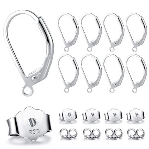 Ohrringe aus 925er-Sterlingsilber, Brisurbügel, Ersatz-Ohrringe, Ohrringe, Baumelhaken, Sicherheitsverschluss, Schmetterlingsverschlüsse, Schmuckzubehör, 16 Stück Ohrringe aus 925er-Sterlingsilber, Brisurbügel, Ersatz-Ohrringe, Ohrringe, Baumelhaken, Sicherheitsverschluss, Schmetterlingsverschlüsse, Schmuckzubehör, 16 Stück von COZLANE