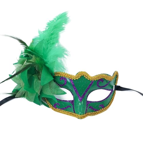 CPAOWEHF Gefederte Pailletten Maskerade Halloween Party Auge Blume Dekoration Halbgesicht für Frauen Cosplay Brillen Kostüm Zubehör von CPAOWEHF