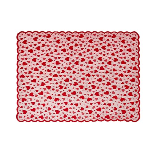 CPAOWEHF Lace Heart Love Valentinstag Tisch Läufer Jubiläum Hochzeit Küche Esstisch Matten Home Party Dekoration Tischdecke von CPAOWEHF