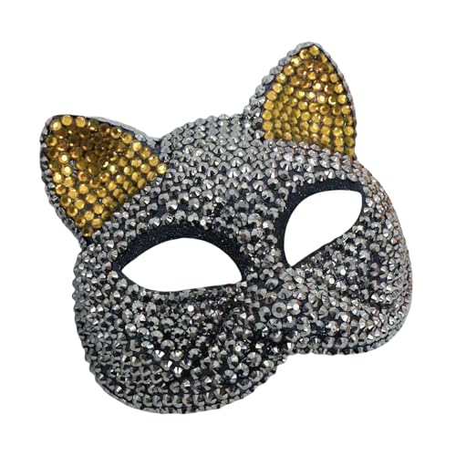 CPAOWEHF Strass-Maskerade, Katzengesicht für Damen und Herren, Cosplay, Party, Fotografie, Halloween-Dekoration CPAOWEHF Strass-Maskerade, Katzengesicht für Damen und Herren, Cosplay, Party, Fotografie, Halloween-Dekoration von CPAOWEHF