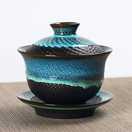 CPDDNGZMKK Teetassen-Sets Kung Fu Tee-Set Abdeckung Schüssel Ei Teekanne Für Tee In Tasse Tianmu Glasur Einzigen Topf Samowar Teekannen Einheitlichen Brennofen Haushalt Keramik Reise-Teeset(C) von CPDDNGZMKK