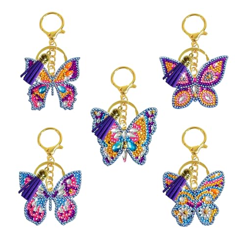 5 Stück Diamond Painting Schlüsselanhänger, Doppelseitige 5D Schmetterling Designs, Dekorative Diamant Anhänger für Damen, Kinder und Erwachsene, Perfekt als Tasche Schmuck oder Geschenk für Mädchen 5 Stück Diamond Painting Schlüsselanhänger, Doppelseitige 5D Schmetterling Designs, Dekorative Diamant Anhänger für Damen, Kinder und Erwachsene, Perfekt als Tasche Schmuck oder Geschenk für Mädchen von CPENG