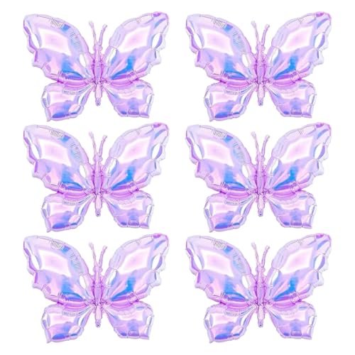 6 Stück Schmetterling Ballon, Schmetterling Deko, Lila Schmetterlinge Folienballon, Feen Geburtstag Deko für Mädchen Party, Kinder Deko, Hochzeit (Lila) von CPRNQY