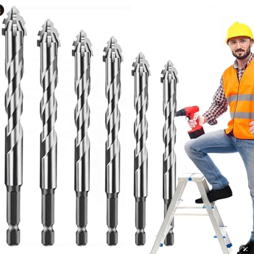 6PCS Bohrersets, Gerwand Bohrer Mit 4 Schneiden, Vierschneidiger Exzenterbohrer, Powerbit Sägezahnbohrer für Holz, Beton, 4+5+6+8+10+12mm von CPRNQY