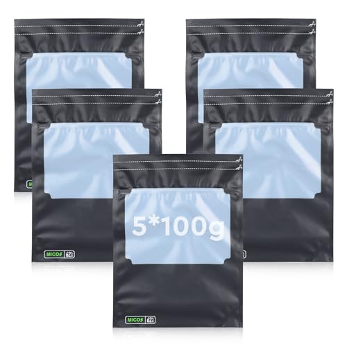 CPROSP 5 Stück Terploc Bags, Zipbeutel Dry Ferm Bag, Beutel mit Integrierter Feuchtigkeitskontrolle (58-62%), zum Fermentieren Aufbewahren und Lagern von Kräutern, 5 * 100g von CPROSP