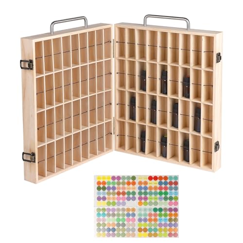 CPROSP 72 Slots Ätherisches Öl Box Bambus, Aufbewahrungs Box für Ätherische Öle, Ätherisches Öl Organizer, für Nagellack, Duftöle, Kosmetik, Duftöldiffusoren und Lippenstift von CPROSP