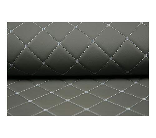 Kunstleder Lederkonzept Kunstleder Polsterstoff Gesteppt Kaschiert Meterware Möbelstoff Dekostoff,Grau (Color : Gray Square, Size : 1.43×1m) von CPSH