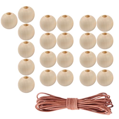 CPSYTE 100 Stück Holzkugeln mit Loch 20mm, Runde Holzperlen Natur, Holzperlen zum Auffädeln mit Bastelseilen, Unbehandelte Perlen Holz für basteln DIY Schmuck Armband Halskette (Natural, 20MM) von CPSYTE