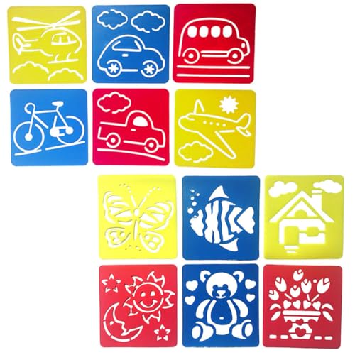 CPSYTE 12 pcs Schablonen Kinder Malschablonen Set, 14 x 15 cm Cartoon Malen Tierschablonen, Wiederverwendbar Malerei Schablonen aus Kunststoff, auf Leinwand, Papier, Wänden und Holz, Tiere, Flugzeug CPSYTE 12 pcs Schablonen Kinder Malschablonen Set, 14 x 15 cm Cartoon Malen Tierschablonen, Wiederverwendbar Malerei Schablonen aus Kunststoff, auf Leinwand, Papier, Wänden und Holz, Tiere, Flugzeug von CPSYTE