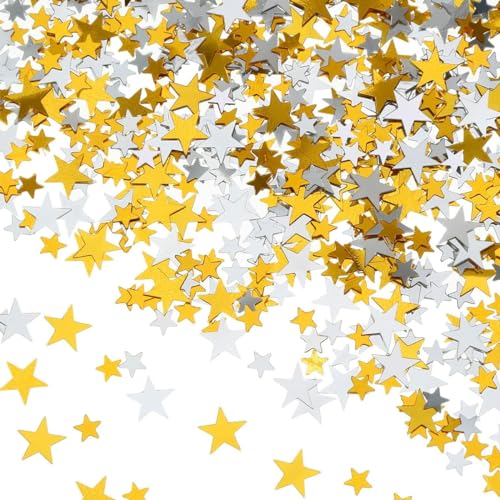 CPSYTE 60 g Sterne Konfetti Gold Silber Tisch Konfetti Metallfolie Sterne für Party Hochzeit Fest Dekorationen, Sortierte Größe von CPSYTE