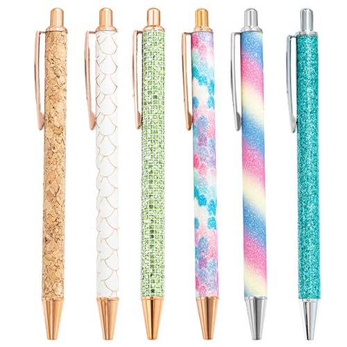 CPSYTE Bling Metallstifte, Click Einziehbare Kugelschreiber 1,0 mm Kugelschreiber mit schwarzer Tinte Metallglitzer Kugelschreiber für Männer Frauen Schule Büro Zuhause, 6 Stück, 6 Stile CPSYTE Bling Metallstifte, Click Einziehbare Kugelschreiber 1,0 mm Kugelschreiber mit schwarzer Tinte Metallglitzer Kugelschreiber für Männer Frauen Schule Büro Zuhause, 6 Stück, 6 Stile von CPSYTE