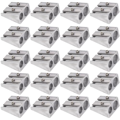 CPSYTE Doppelloch Bleistiftspitzer, Aluminiumlegierung Bleistiftspitzer Mini Bleistiftspitzer Metallkeil Spitzer für Bleistifte Handheld für Schulen Büros Art, 20pcs, Scharf, wiederverwendbar CPSYTE Doppelloch Bleistiftspitzer, Aluminiumlegierung Bleistiftspitzer Mini Bleistiftspitzer Metallkeil Spitzer für Bleistifte Handheld für Schulen Büros Art, 20pcs, Scharf, wiederverwendbar von CPSYTE