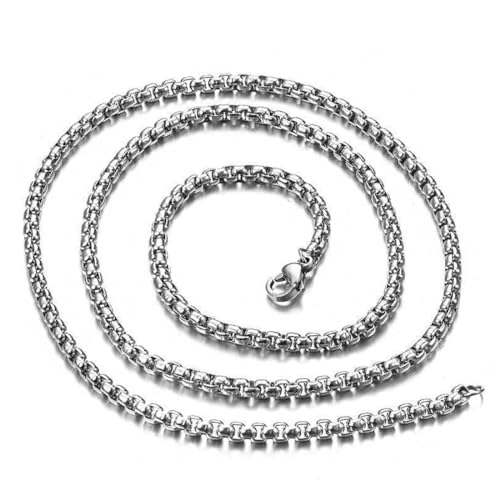 CPSYTE Herren- und Damenkette, Edelstahl und Silber, mit venezianischer Gliederkette, Silberne Kastenkette, Breite 2mm, Länge 50cm CPSYTE Herren- und Damenkette, Edelstahl und Silber, mit venezianischer Gliederkette, Silberne Kastenkette, Breite 2mm, Länge 50cm von CPSYTE