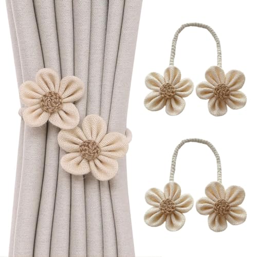 CPSYTE Vorhang Raffhalter, Vorhanghalter Gardinen Clip für Vorhänge Boho Deko, Gardinenhalter Zugband, Gardinen Seil für Haus Dekoration, 2 Stück, cremefarben, je Zwei Blumen CPSYTE Vorhang Raffhalter, Vorhanghalter Gardinen Clip für Vorhänge Boho Deko, Gardinenhalter Zugband, Gardinen Seil für Haus Dekoration, 2 Stück, cremefarben, je Zwei Blumen von CPSYTE