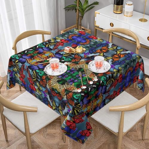 CPyuqw Handgezeichnete Tischdecke, Motiv: Schmetterling, eleganter Druck, quadratisch, wasserabweisend, strapazierfähig, für den Innen- und Außenbereich CPyuqw Handgezeichnete Tischdecke, Motiv: Schmetterling, eleganter Druck, quadratisch, wasserabweisend, strapazierfähig, für den Innen- und Außenbereich von CPyuqw