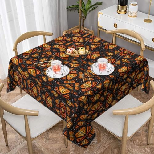 CPyuqw Heaps of Orange Monarch-Schmetterlinge, eleganter Druck, quadratisch, Tischdecke, wasserabweisend, strapazierfähig, Esstischabdeckung für den Innen- und Außenbereich von CPyuqw