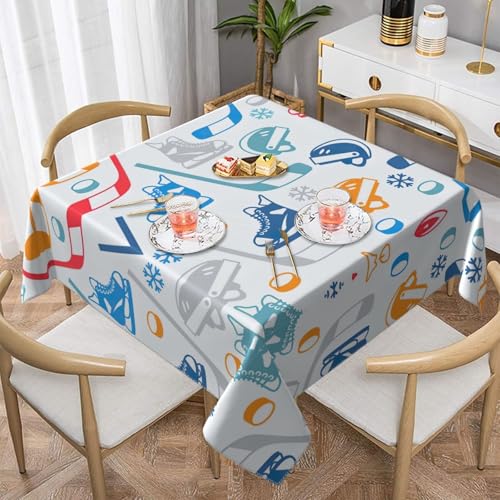 CPyuqw Hockey Elements Tischdecke, kreativ, gemustert, elegant, bedruckt, quadratisch, wasserabweisend, strapazierfähig, für den Innen- und Außenbereich von CPyuqw