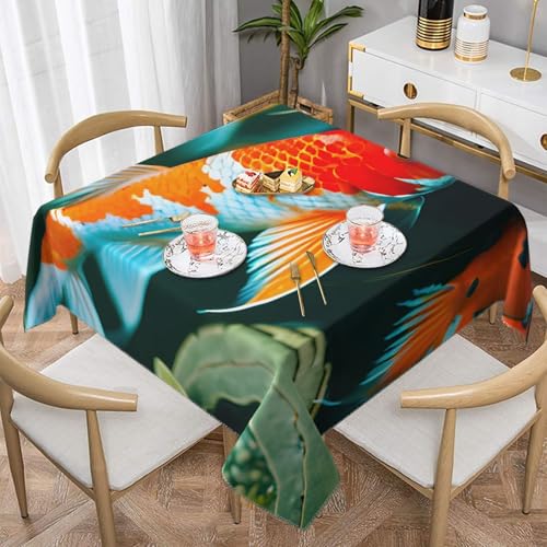 CPyuqw Hübsche Koi-Fische, eleganter Druck, quadratische Tischdecke, wasserwaschbar, langlebig, Esstischabdeckung für den Innen- und Außenbereich CPyuqw Hübsche Koi-Fische, eleganter Druck, quadratische Tischdecke, wasserwaschbar, langlebig, Esstischabdeckung für den Innen- und Außenbereich von CPyuqw