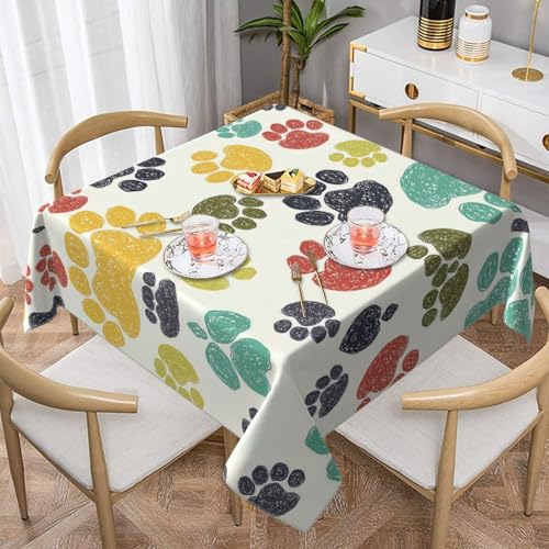 CPyuqw Niedliche, bunte Tischdecke mit Hundepfoten-Motiv, quadratisch, wasserabweisend, strapazierfähig, für den Innen- und Außenbereich CPyuqw Niedliche, bunte Tischdecke mit Hundepfoten-Motiv, quadratisch, wasserabweisend, strapazierfähig, für den Innen- und Außenbereich von CPyuqw