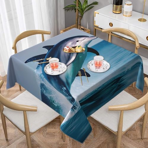 CPyuqw Niedliche Delfin-Tischdecke mit elegantem Druck, quadratisch, wasserabweisend, strapazierfähig, für den Innen- und Außenbereich CPyuqw Niedliche Delfin-Tischdecke mit elegantem Druck, quadratisch, wasserabweisend, strapazierfähig, für den Innen- und Außenbereich von CPyuqw
