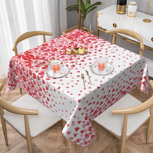 CPyuqw Quadratische Tischdecke, Motiv: fallende rote Herzen, elegant, wasserabweisend, strapazierfähig, für den Innen- und Außenbereich CPyuqw Quadratische Tischdecke, Motiv: fallende rote Herzen, elegant, wasserabweisend, strapazierfähig, für den Innen- und Außenbereich von CPyuqw