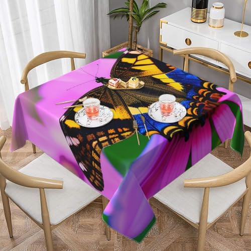 CPyuqw Quadratische Tischdecke mit Blumenmotiv und Schmetterlingen – wasserabweisend, strapazierfähig, für den Innen- und Außenbereich CPyuqw Quadratische Tischdecke mit Blumenmotiv und Schmetterlingen – wasserabweisend, strapazierfähig, für den Innen- und Außenbereich von CPyuqw