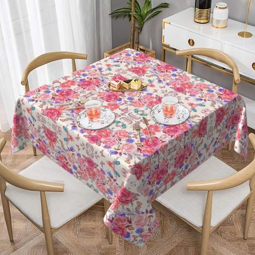 CPyuqw Quadratische Tischdecke mit Blumenrosen, Schmetterling, eleganter Druck, wasserabweisend, strapazierfähig, Esstischabdeckung für den Innen- und Außenbereich CPyuqw Quadratische Tischdecke mit Blumenrosen, Schmetterling, eleganter Druck, wasserabweisend, strapazierfähig, Esstischabdeckung für den Innen- und Außenbereich von CPyuqw