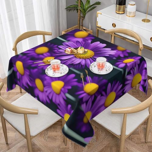CPyuqw Quadratische Tischdecke mit Gänseblümchen-Motiv, wasserabweisend, strapazierfähig, für den Innen- und Außenbereich geeignet, Violett CPyuqw Quadratische Tischdecke mit Gänseblümchen-Motiv, wasserabweisend, strapazierfähig, für den Innen- und Außenbereich geeignet, Violett von CPyuqw