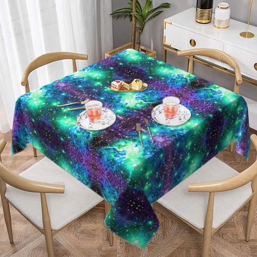 CPyuqw Quadratische Tischdecke mit Galaxie-Motiv, wasserabweisend, strapazierfähig, für den Innen- und Außenbereich geeignet, Grün / Blau / Lila CPyuqw Quadratische Tischdecke mit Galaxie-Motiv, wasserabweisend, strapazierfähig, für den Innen- und Außenbereich geeignet, Grün / Blau / Lila von CPyuqw