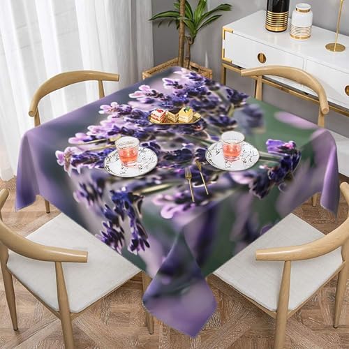 CPyuqw Quadratische Tischdecke mit Lavendelblüten-Motiv, wasserabweisend, strapazierfähig, für den Innen- und Außenbereich CPyuqw Quadratische Tischdecke mit Lavendelblüten-Motiv, wasserabweisend, strapazierfähig, für den Innen- und Außenbereich von CPyuqw