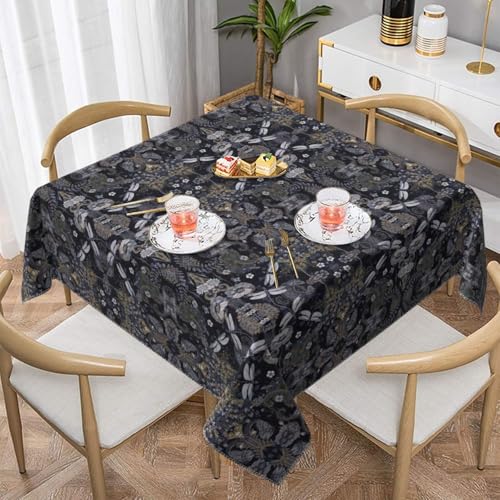 CPyuqw Quadratische Tischdecke mit Libellen-Motiv, wasserabweisend, strapazierfähig, für den Innen- und Außenbereich geeignet, Grau CPyuqw Quadratische Tischdecke mit Libellen-Motiv, wasserabweisend, strapazierfähig, für den Innen- und Außenbereich geeignet, Grau von CPyuqw