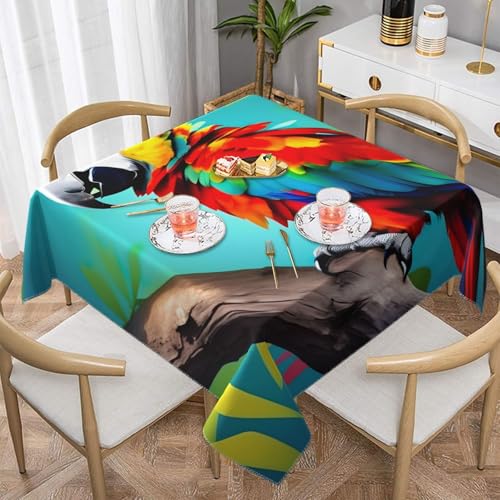 CPyuqw Quadratische Tischdecke mit Papageien auf Baum, elegant, wasserabweisend, strapazierfähig, für den Innen- und Außenbereich CPyuqw Quadratische Tischdecke mit Papageien auf Baum, elegant, wasserabweisend, strapazierfähig, für den Innen- und Außenbereich von CPyuqw