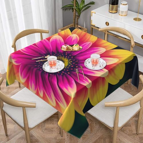 CPyuqw Quadratische Tischdecke mit Retro-Blumenmuster, wasserabweisend, strapazierfähig, für den Innen- und Außenbereich von CPyuqw
