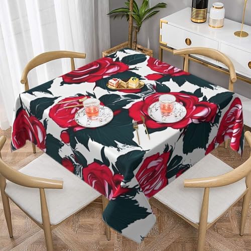 CPyuqw Quadratische Tischdecke mit Rosenblütenbild, eleganter Druck, wasserabweisend, strapazierfähig, Esstischabdeckung für den Innen- und Außenbereich CPyuqw Quadratische Tischdecke mit Rosenblütenbild, eleganter Druck, wasserabweisend, strapazierfähig, Esstischabdeckung für den Innen- und Außenbereich von CPyuqw