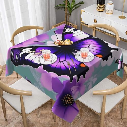 CPyuqw Quadratische Tischdecke mit Schmetterlingsmotiv, wasserabweisend, strapazierfähig, für den Innen- und Außenbereich geeignet, Violett CPyuqw Quadratische Tischdecke mit Schmetterlingsmotiv, wasserabweisend, strapazierfähig, für den Innen- und Außenbereich geeignet, Violett von CPyuqw